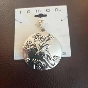 Roman Pendent Silver Tone NWT